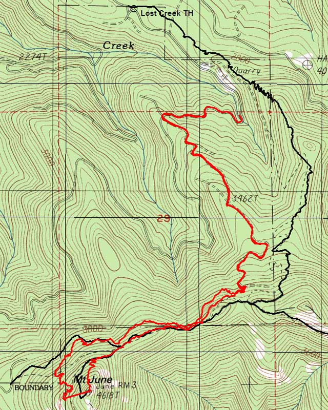 Map of Mt. June trip