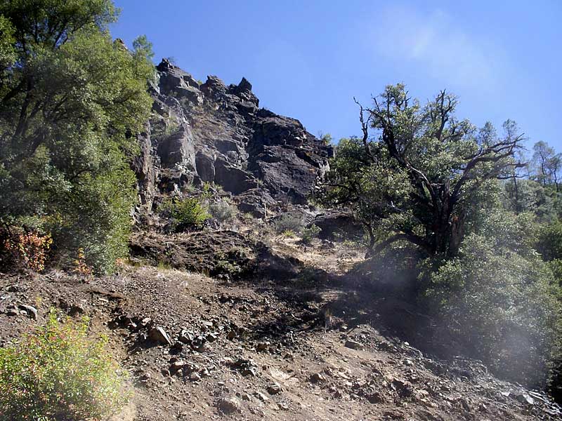 Rock formations above road