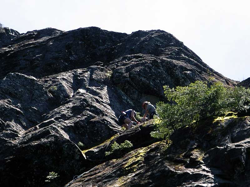 Maryanne and April set up for rappel