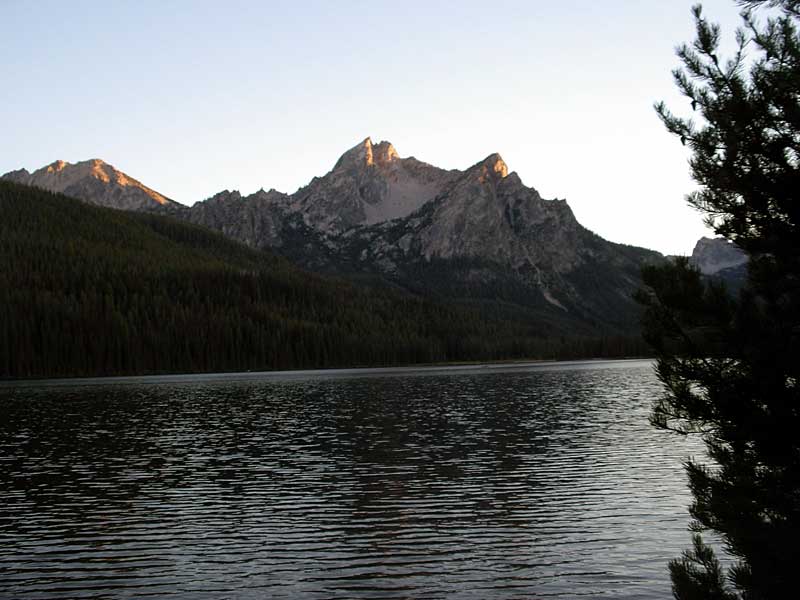 Last light on McGown Peak, above Stanley Lake