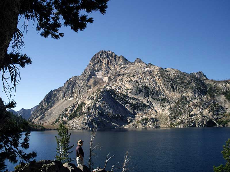 John admires the view at Sawtooth Lake