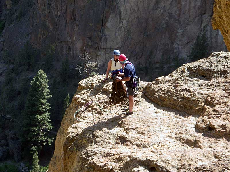 Setting up for the rappel