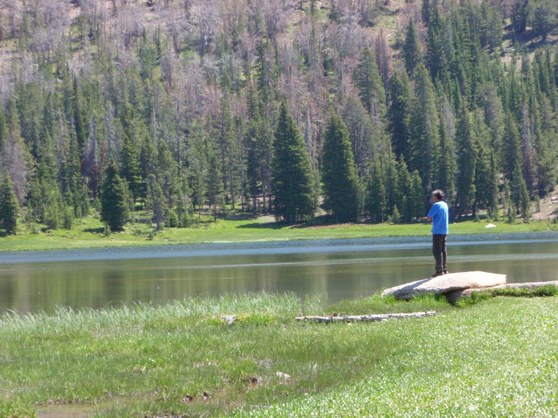 Mel contemplates lake