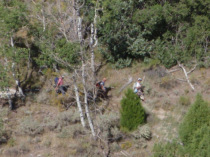 Group coming back from Cruel Shoes (5.7; three pitches; Stripe Rock)