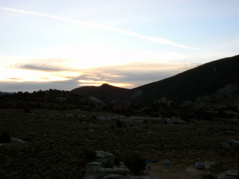 Sunrise from rock across road from Camp