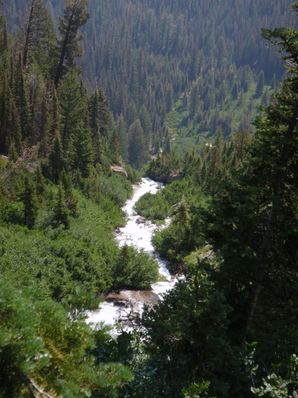 Looking down below the falls