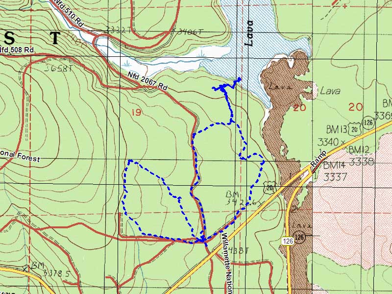 Map of Lava Lake trip