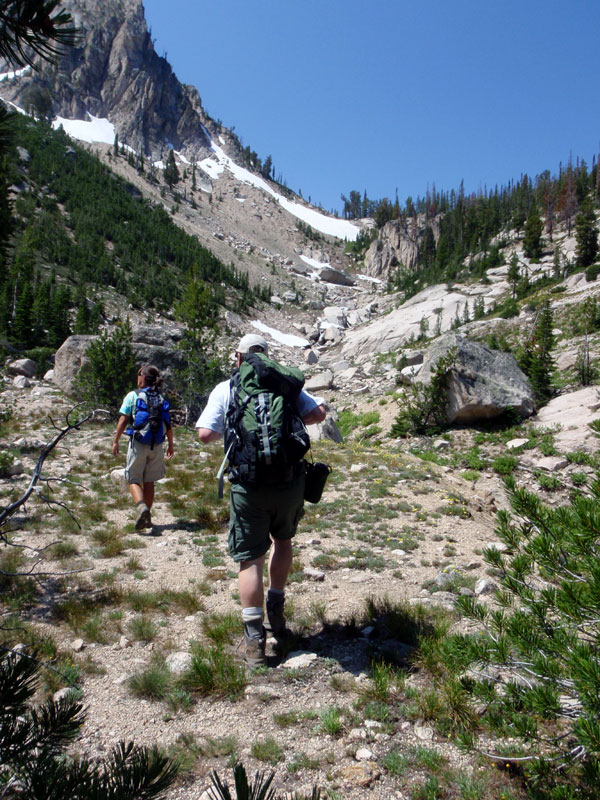 Hiking up the drainage towards the cirque