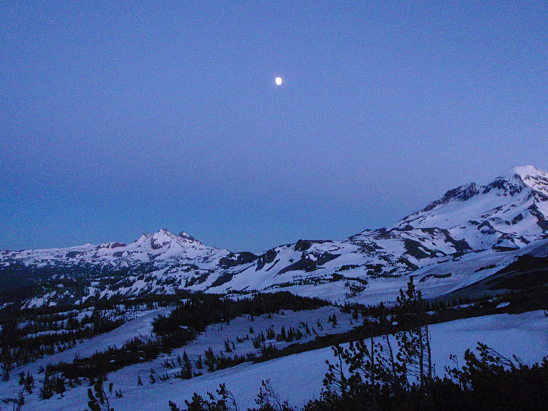 Moon over Broken top and South Sister