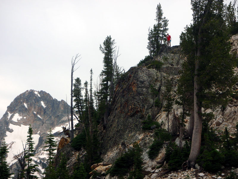 Scott on the bluff over Sawtooth Lake