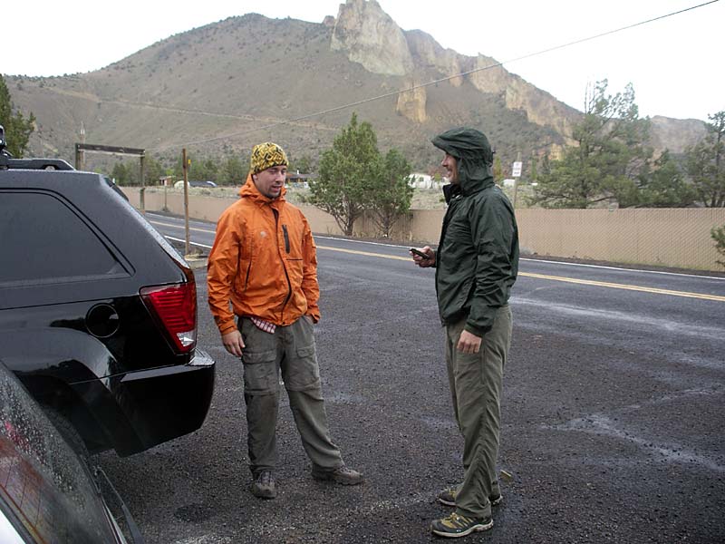 Peter and Larry chill out back in the parking lot