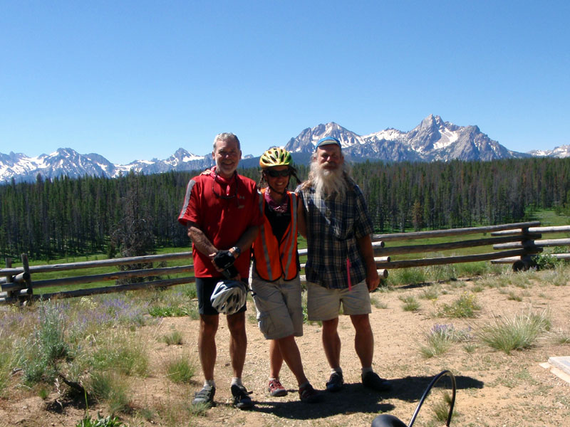 Group shot in front of the Sawtooths