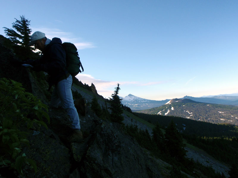 Doug's checking out the route, Belknap Crater in the background