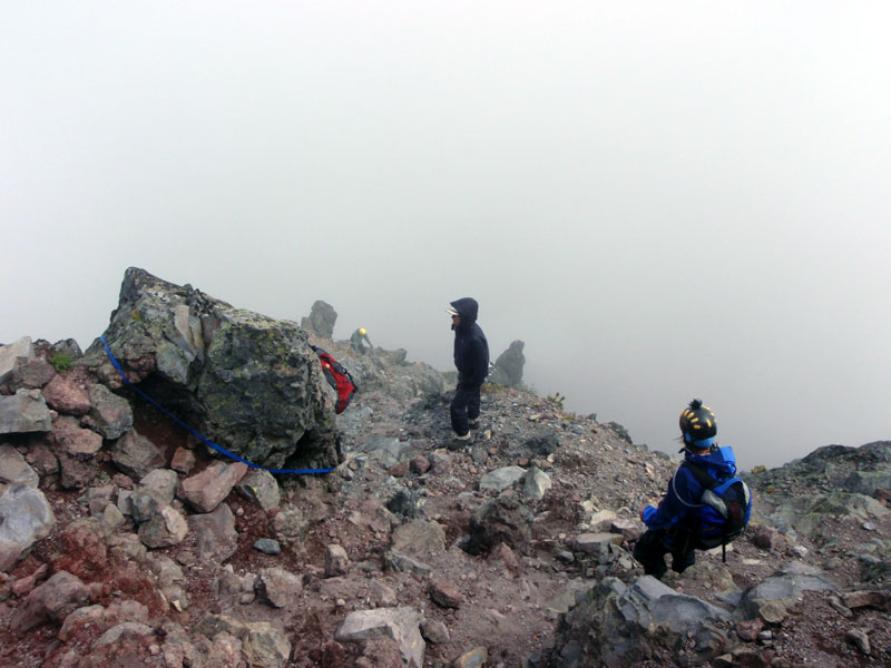 Downclimbing the second pitch