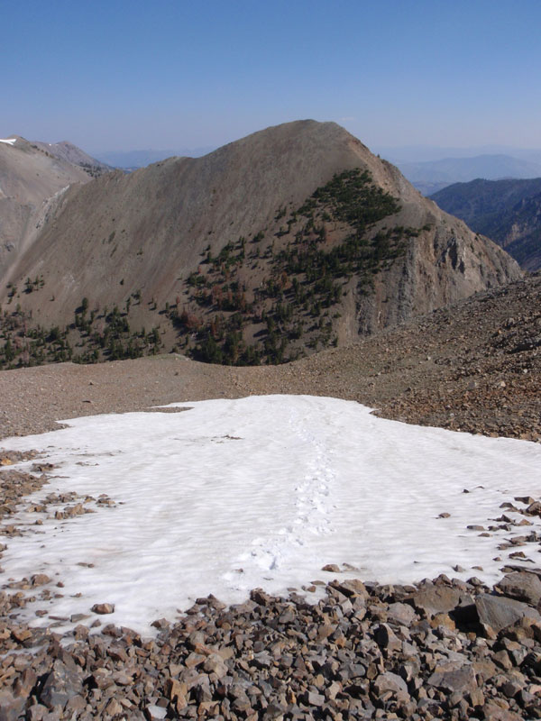 Snowfield with my boot prints