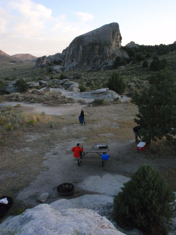 Setting up camp near Elephant Rock