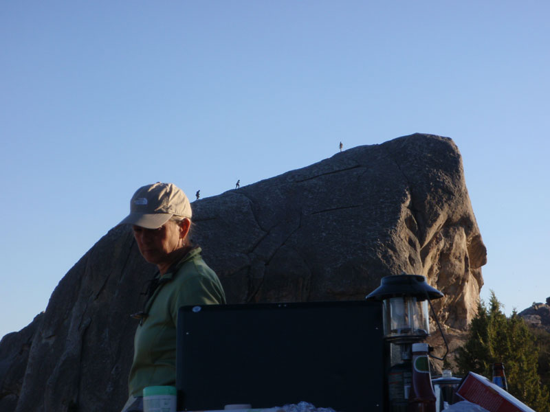 Climbers on the Elephant while Sue prepares another marvelous dinner