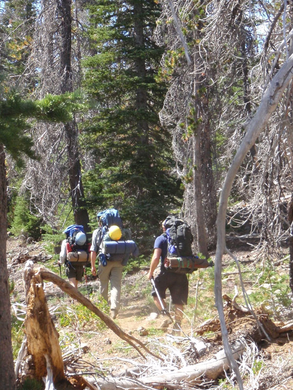 April, Lubos and Dan, hiking up the Soap Creek climbers trail