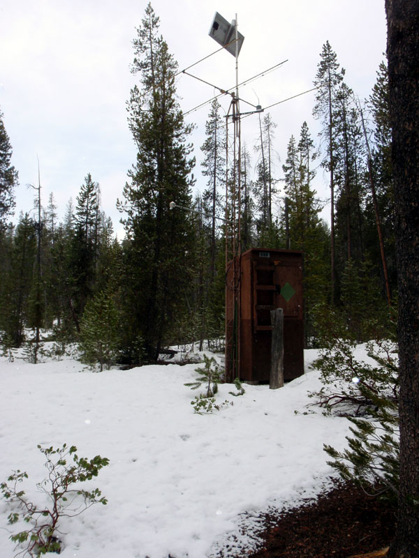 New Crescent Snotel, showing about a foot of snow below the snow depth sensor