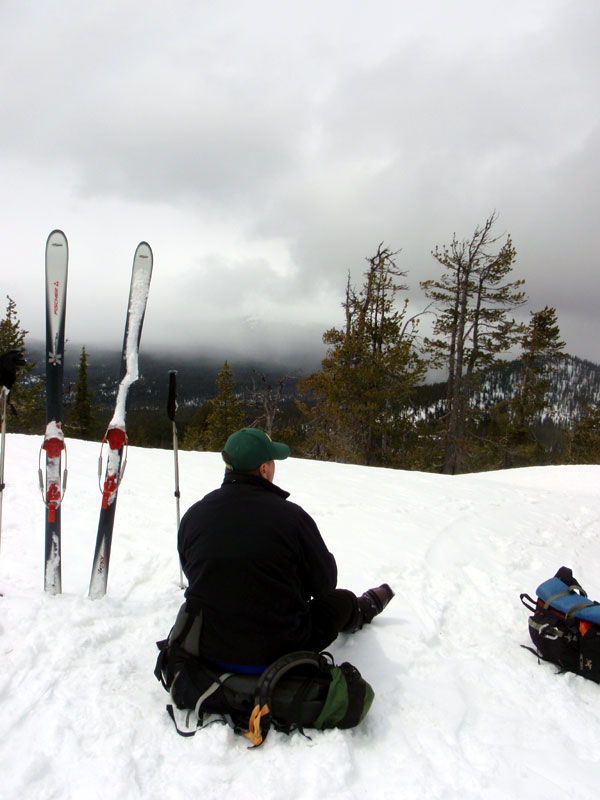 A little bit of Diamond Peak showing through the clouds