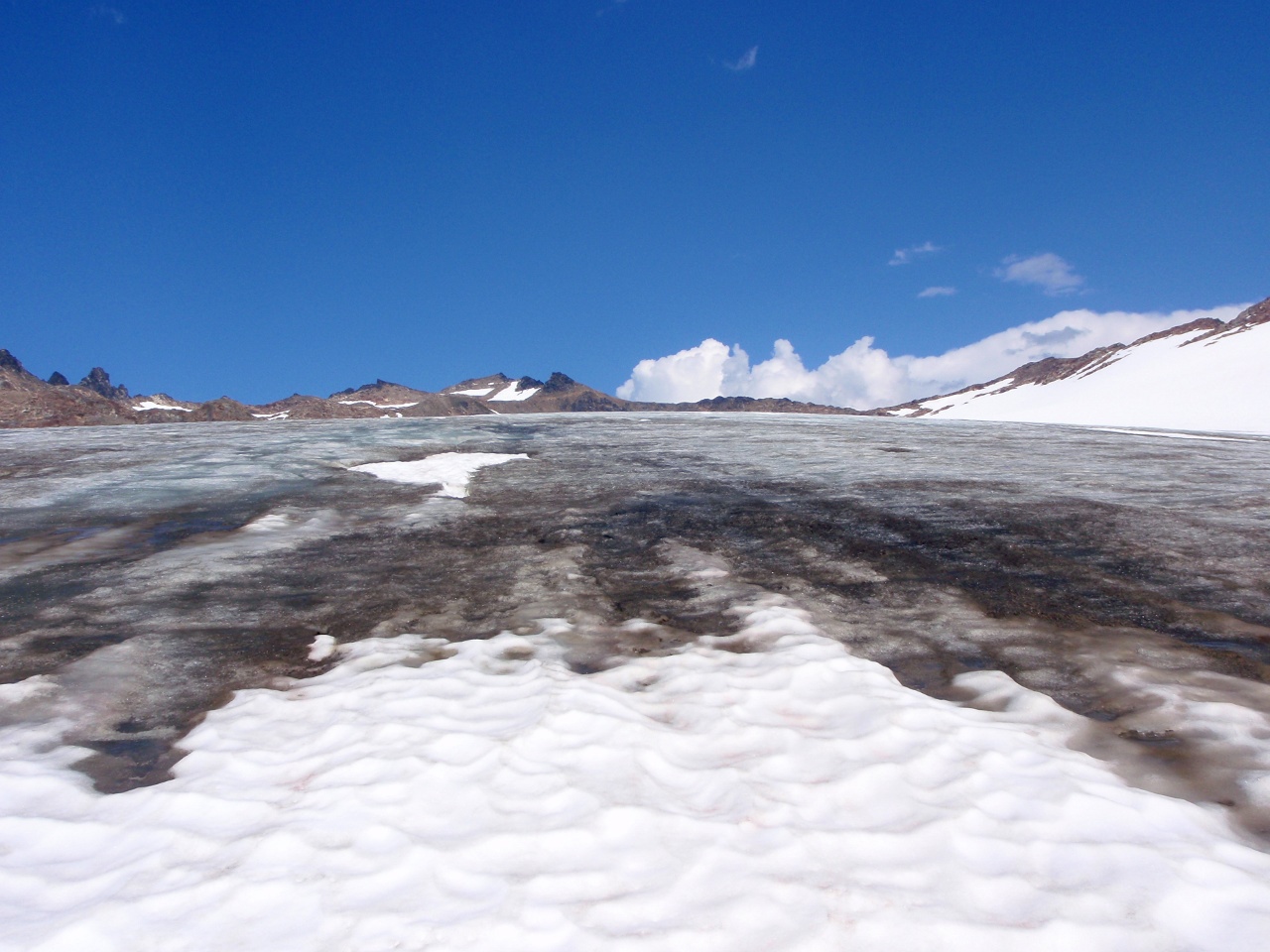 Water-covered ice on the White Chuck