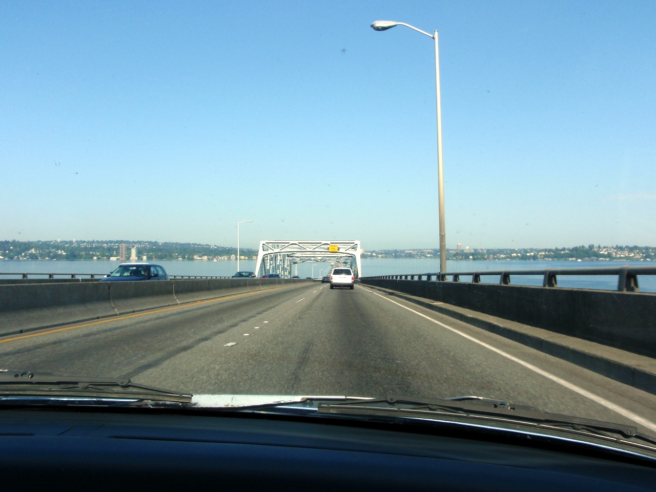 Wednesday: we try to beat the heat by returning via the coast. Evergreen floating bridge