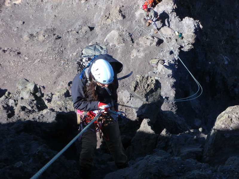 Jen on her first rappel