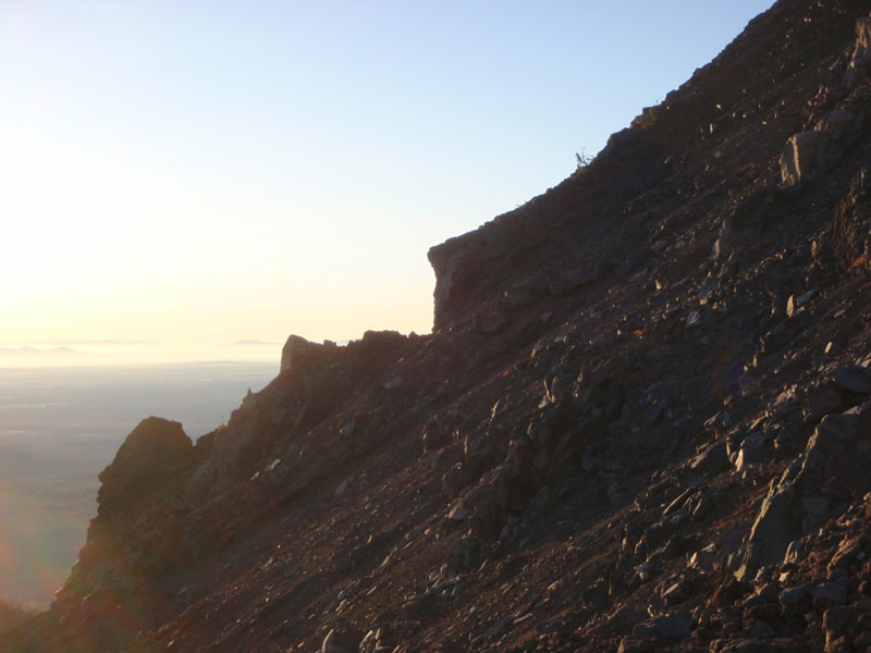 rubbly east side of the north ridge