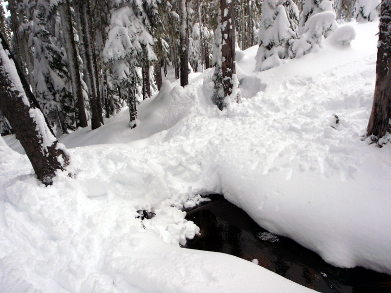 Project for the day: snow bridge over Arrowhead Lake outflow