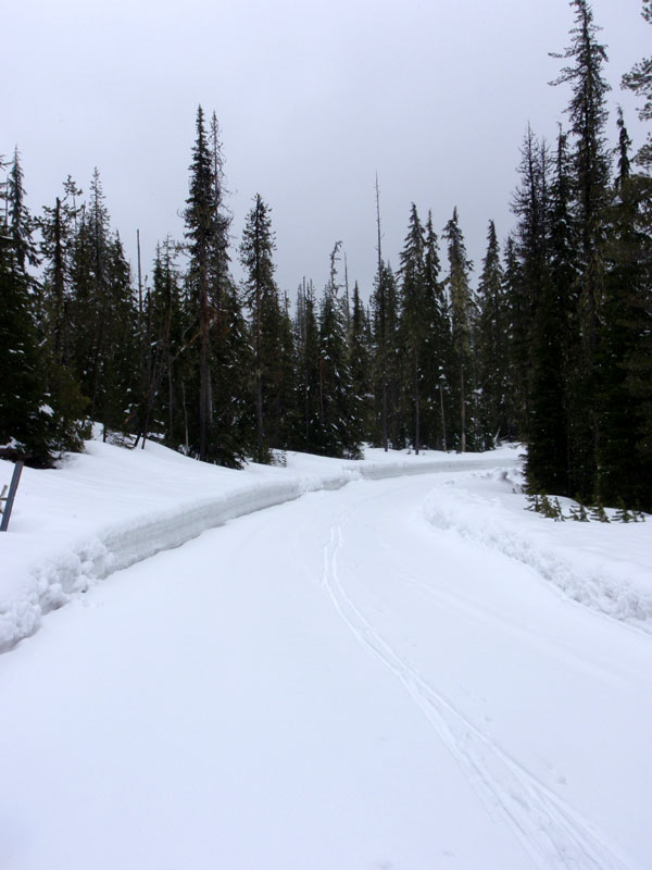 A couple inches new snow where ODOT has already plowed