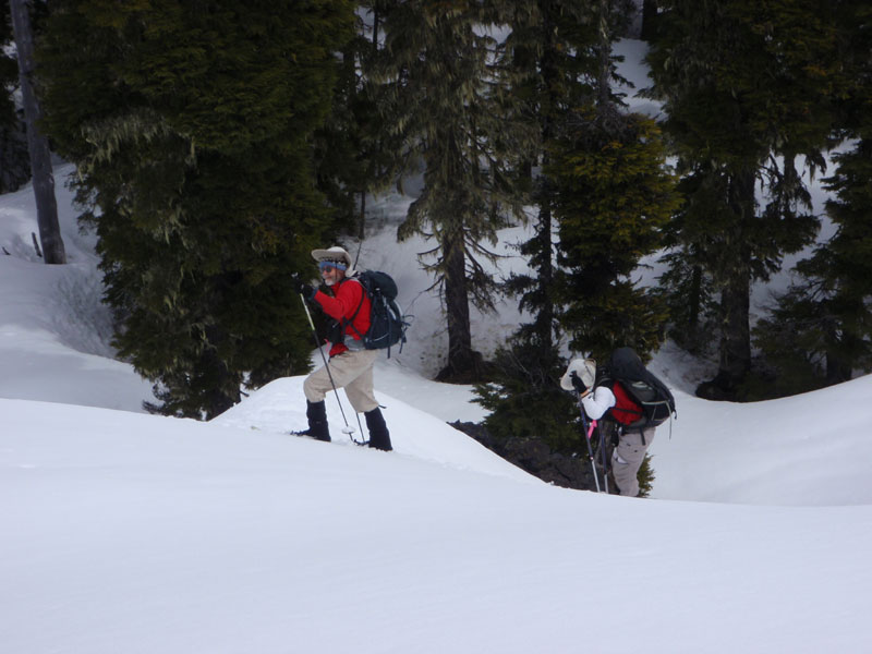 John and Sue, climbing onto the flow