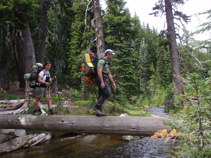 Bistra and Sean cross a side creek