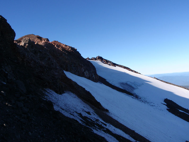 Snow on north side of west ridge