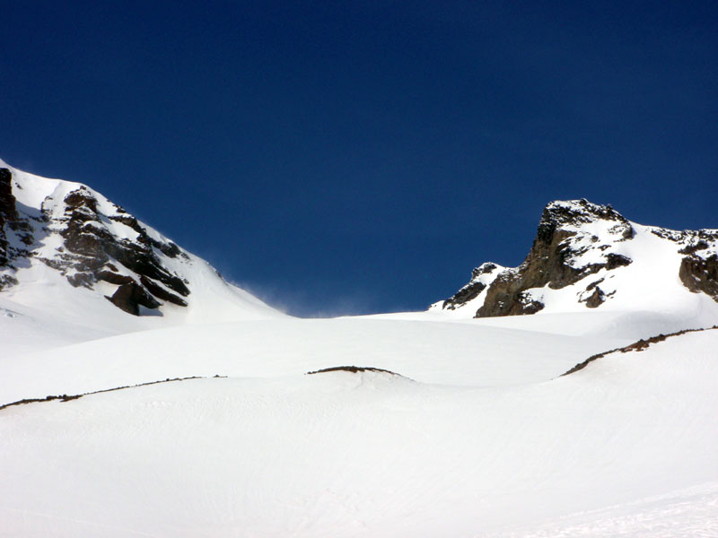 Wind-blown snow at top of Hayden