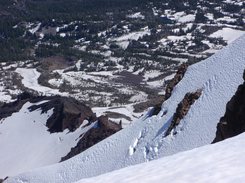 Looking down on our camp from the S Ridge