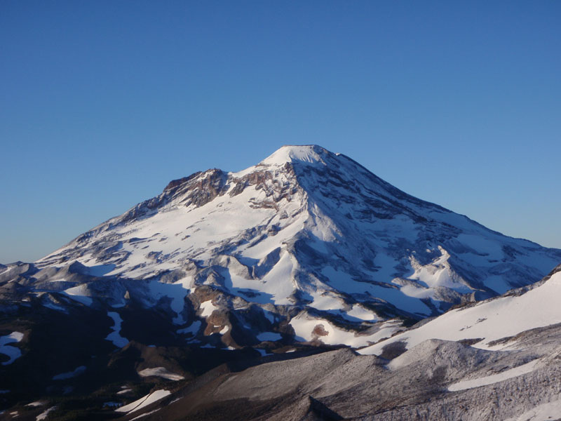 Dusting on South Sister and moraines on Middle