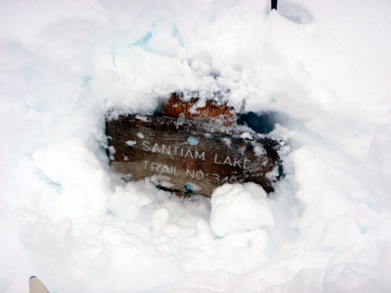 Santiam cutoff trail sign uncovered