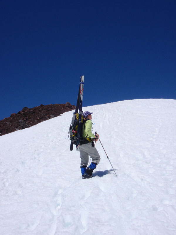 Easier to hike this steep, soft snow (even if you remember to bring your skins!)