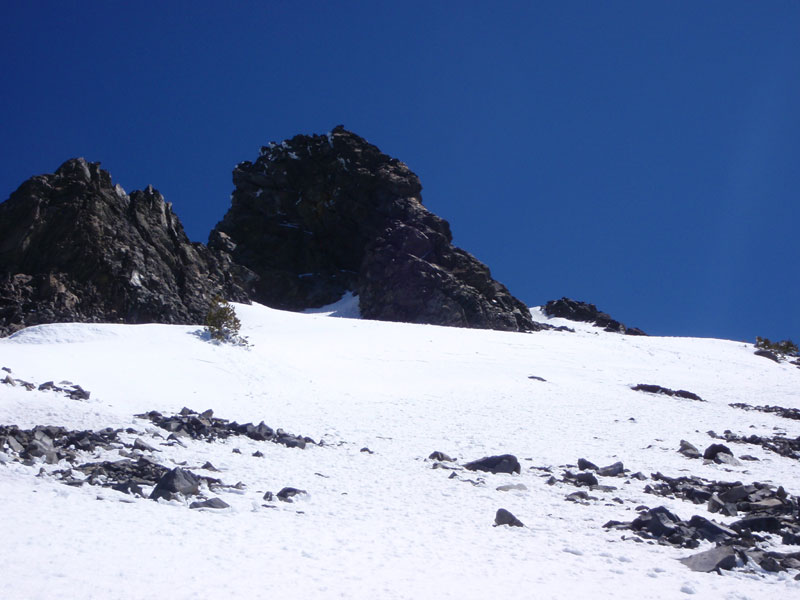 Snow around the summit