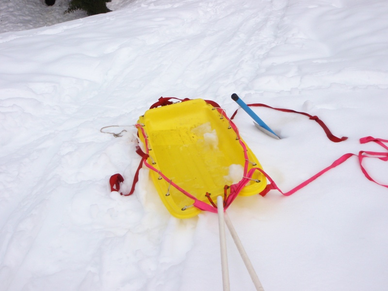 Next morning&#8212;rain water in a sled