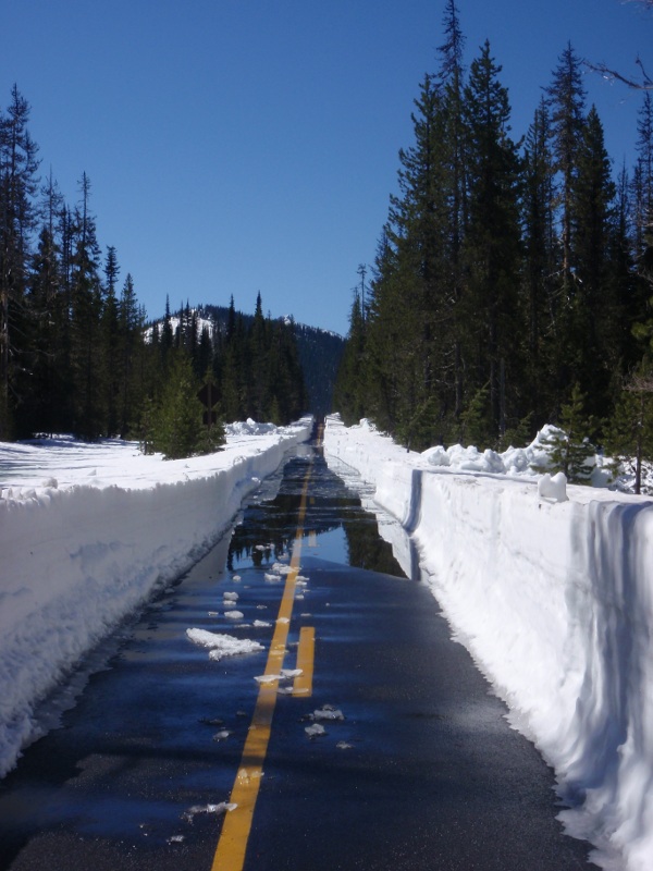 Crossed this watery stretch to see how far the road has been plowed. Was up to my hubs in the center!