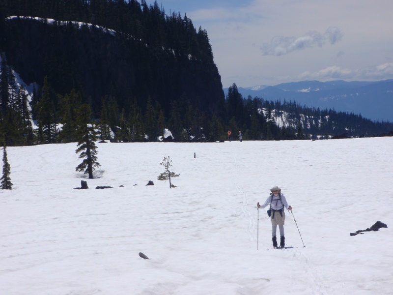 Skiing past the Obsidian Cliffs