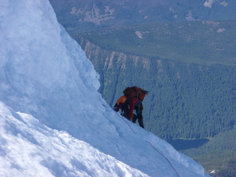 Traversing to the north side of the pinnacle, Grizzly Peak and Pamilia Lake below