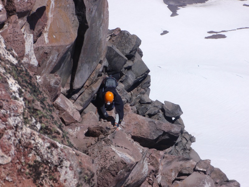 Climbing the east side of the pinnacle